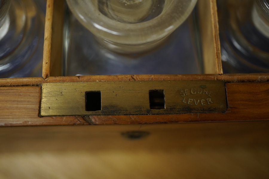 A yew wood domed box, an olivewood scent bottle box, a horn oval box and black circular mirror and two instruments, mirror 30cm diameter. Condition - fair to good